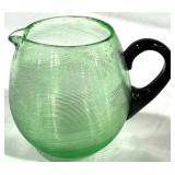 Steuben Green & Blue Handle Swirl Pitcher