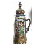 Vintage German Beer Stein w/ lid (lid repaired)