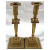 Pair of Brass Candle Holders - 9.25" tall