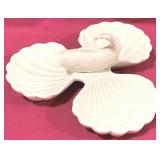 Fitz & Floyd Koi Fish 3-Section Clam Shell Dish