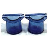2 Vintage Cobalt Top Hat Ashtrays
