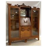 Fancy Carved Oak Double Side by Side Case