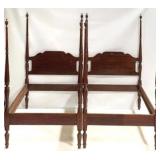 Matching Pair Twin Mahogany Tall Poster Beds
