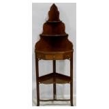 Period mahogany corner shelf w/ drawer
