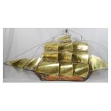 C Jere Style Brass Ship Wall Sculpture 25x53