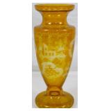 Bohemian Deer & Castle Vase 10.5"
