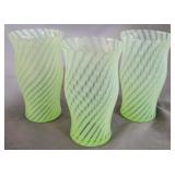 3 1939 Fenton Swirl Optic Uranium Tumblers 5.5"