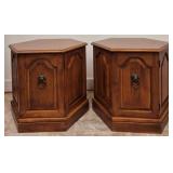 Pair Mid-Century Hexagonal Drum Tables