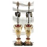 Vintage Pair Porcelain Table Lamps 31"