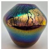 Robert Eckholt Iridescent Art Glass Vase