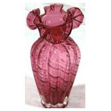 Fenton Cranberry Vase 11" Tall