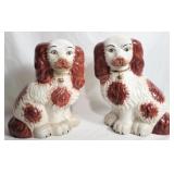 Pair of Red & White Staffordshire Dogs