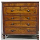 Burled front English four drawer chest