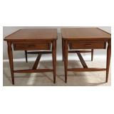 Matching Pair MCM Lip Edge 1 Drawer Tables