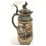 Vintage Mettlach German Beer Stein w/ inlay lid