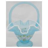 Fenton Glass Hand Painted Basket 9.5"