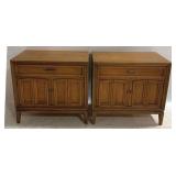 Pair Walnut Directoire Style Bedside Stands