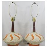 Pr MCM Orange Swirl Genie Lamps 29"