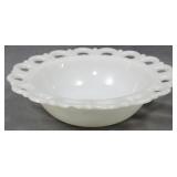 Lace Edge Milk Glass Bowl 2.5x9.5"