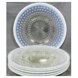 6 Moonstone Hobnail Plates 8.5"