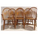 Set of 6 Oak Windsor Back Dining Chairs
