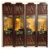 4 Panel Folding Wood Screen AS-IS (Not Attached)