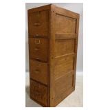 Oak 4 Drawer File Cabinet