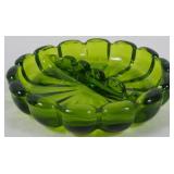 Viking Divided Green Glass Ashtray 1x6.5"