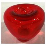 Red Glass Apple Paperweight 3.5"