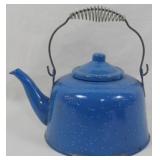 Blue Speckled Enamelware Kettle 9.5"
