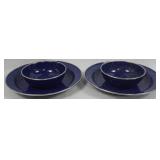 4 Blue Speckled Enamelware Items