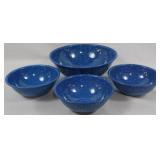 4 Blue Speckled Enamelware Bowls