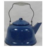 Blue Speckled Enamelware Kettle 10"