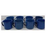 8 Blue Speckled Enamelware Mugs 3.5"