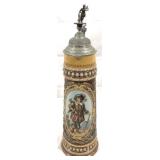 Vintage Mettlach German Beer Stein w/ lid