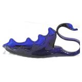 Mid Century Cobalt Blue Glass Swan