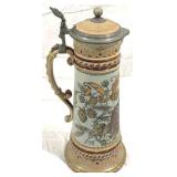 Vintage Mettlach German Beer Stein w/ inlay lid