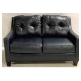 Navy Leather Loveseat