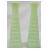 Pr Jadeite Vases 6.5", uranium glass