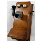 Vintage Oak Wall Phone 18x8x8