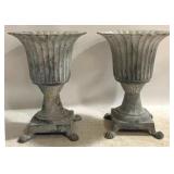 Matching Pair Cast Iron Urns 23 x 17
