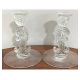Pair Fostoria Corsage Candlesticks 6" Tall