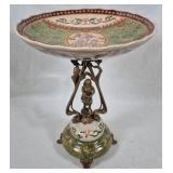 Porcelain & Brass Compote - 13" x 10.5"
