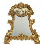 French Carved Mirror Adorned w/ Cherubs in Relief