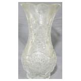 Large Heavily Cut Glass Vase 13.5x8"