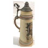 Antique German Lidded Beer Stein w/ lid