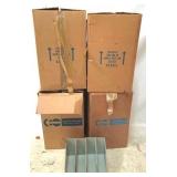 4 Boxes Plastic Storage Bins - 12" x 5" x 9"