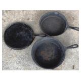 Lot of 3 Cast Iron Pans