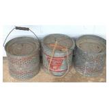 Lot of 3 Minnow Buckets - 9" x 10"