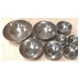 Lot of 8 Stainless Steel Mixing Bowls